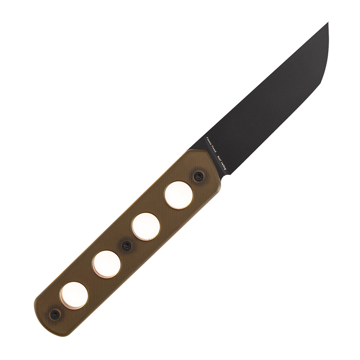 Tenable Foosa Fixed Blade Knife - 3.06'' Blackwash D2 Blade | Amber PEI Handle | Rolf Helbig - G2020A3
