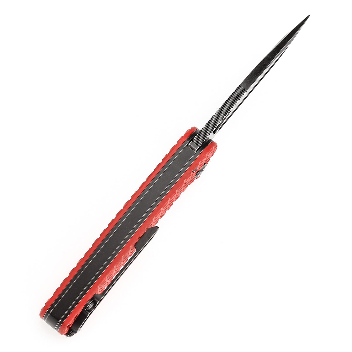 Tenable Bömbur Folding Knife Dark  Red G10 with Frag Pattern Handle (3.53'' Blackwash D2 Blade) Midgards Messer Design--T1054C2