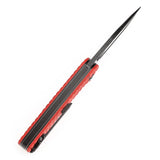Tenable Bömbur Folding Knife Dark  Red G10 with Frag Pattern Handle (3.53'' Blackwash D2 Blade) Midgards Messer Design--T1054C2