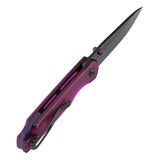 Tenable Mini Warrior Liner Lock Knife | 2.9" Blackwash Nitro-V Blade | Purple Acrylic Handle | Kim Ning Design - B2005A2