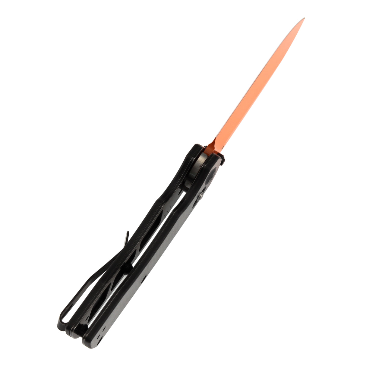 Tenable Kryo Cross Bar Twill Carbon Fiber+G10 Handle | 3.58‘’ Orange Coated 14C28N Blade | Kim Ning Design-T1001V12