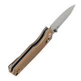 Tenable Beaver Cross Bar Lock Folding Knife Bronze Aluminum Handle (3.44'' Stonewashed Nitro-V Blade) Kim Ning Design-T1105V8