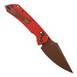 Tenable Fenrir Cross Bar Lock Folding Knife| 3.48'' Rose Gold Nitro V Blade | Red Anodized Aluminum with Diamond Pattern Handle | Sparrow Knife Design| T1034V17