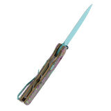 Tenable Kryo Cross Bar Lock Jade G10 with Purple Undead Print Handle | 3.58‘’ Blue Coated 14C28N Blade| Kim Ning Design - T1001V9