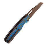 Tenable Tuckamore Folding Knife | 3.54" Rose Gold Nitro V | Blue & Yellow Vortex Micarta | Jonathan Styles Design - B1052A3