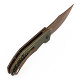 Tenable Orion Flipper Folding Knife |  3.07" Rose Gold Nitro V with CNC Milling Blade | Green Aluminum Handle | JB Stout Design | B1089C2