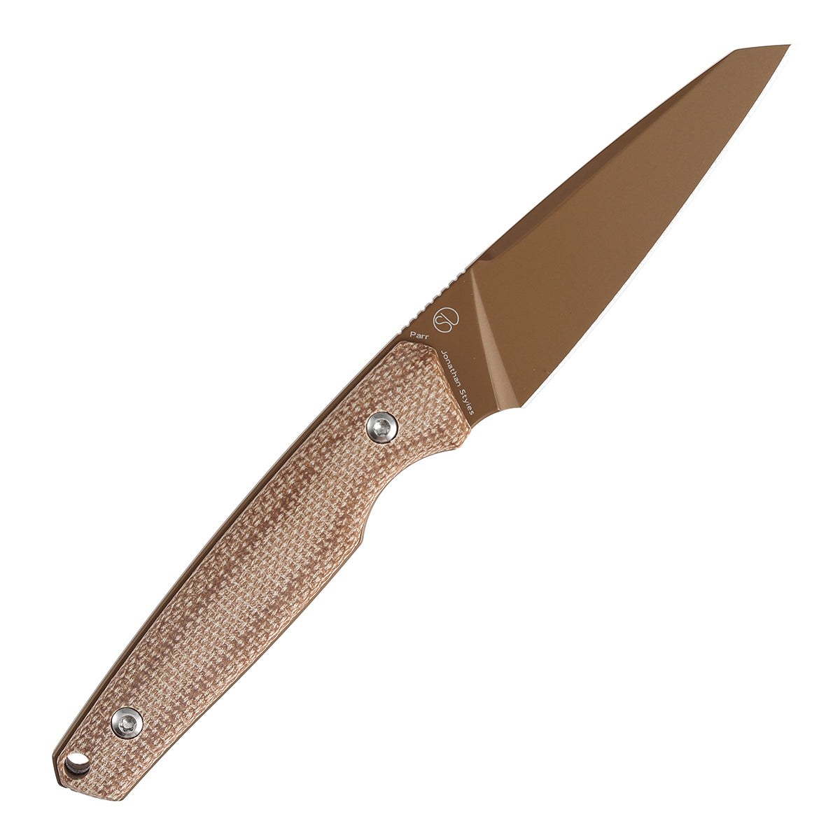 Parr Fixed Blade-- 3.12'' Rose Gold Coated 14C28N | Brown Micarta Handle | Jonathan Styles Design - G011B7