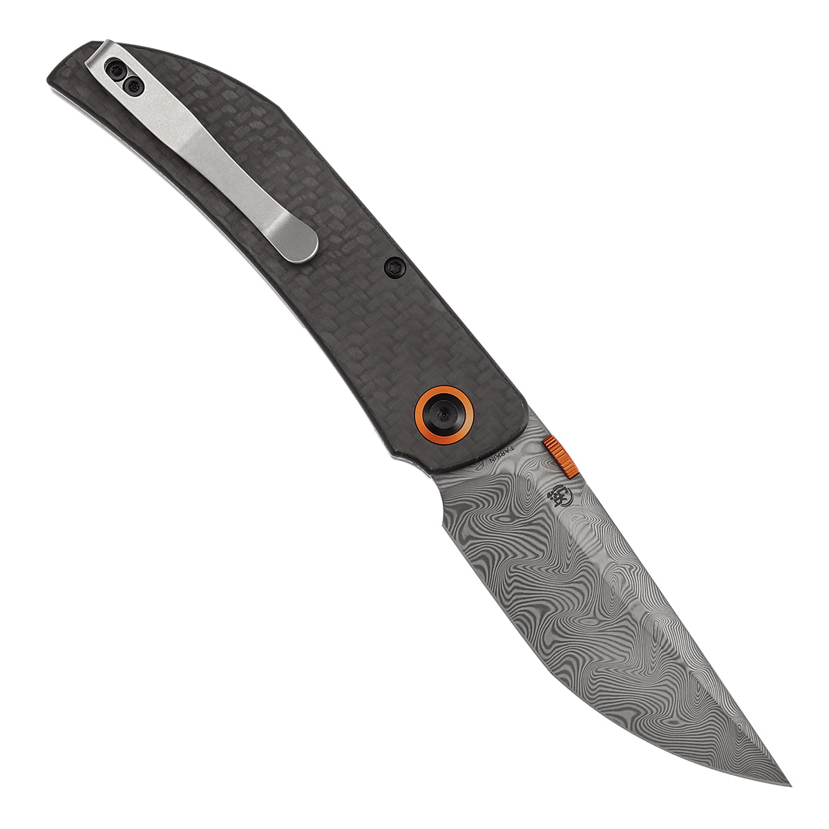Tenable Tarkin Liner Knife | 3.4" Damascus Blade | Twill Carbon Fiber &G10 Handle | Matthew Christensen Design | B1078A4