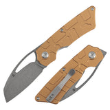 Tenable Goblin L Folding Knife | 3.08" Water Ripple Damascus Blade |Bronze Anodized Aluminum with Amphibian-inspired Geometric Texture Handle | Marshall Noble Design | B3016A2