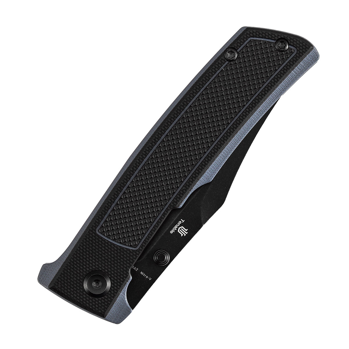 Tenable Bison Folding Knife | 3.24'' Blackwash Nitro V Blade | Black and Gray G10 with Frag Pattern Handle | Ray Laconico Knives Design | B2108A2