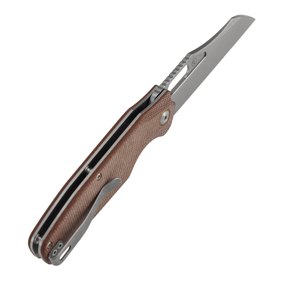 Tenable Tuckamore Folding Knife | 3.54" Stonewashed Nitro V | Brown Micarta | Jonathan Styles Design - B1052A2