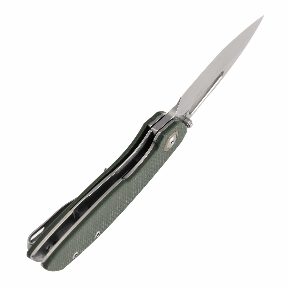 Tenable Link Folding Knife | 3.0" Stonewashed 14C28N Blade | Green Micarta Handle| Triple Stripe Knives Design | B1068A5