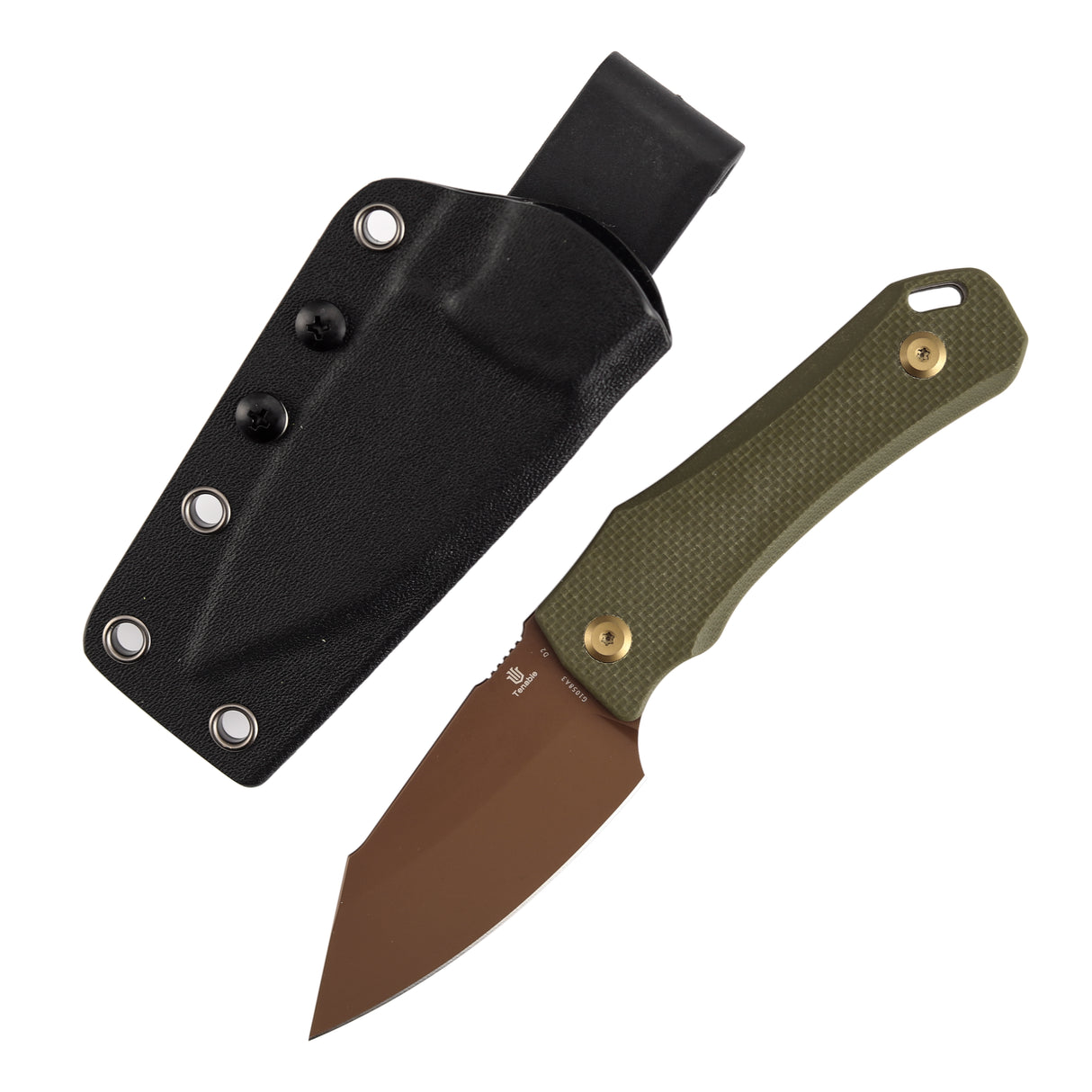 Tenable Loki Fixed Blade Knife | 2.99" Rose Gold D2 Blade | Olive Green G10 Handle | Steven Dunnuck Design | G1058A3