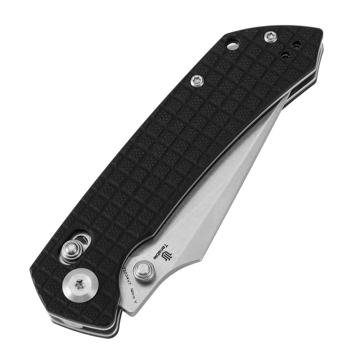 Tenable Fenrir Cross Bar Lock Folding Knife| Black G10 with Frag Pattern| 3.49“ Stonewashed Nitro-V Blade | Sparrow Knife Design | T1034V7