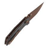 Tenable Deadite Cross Bar Lock Knife | 3.52" Rose Gold 14C28N Blade | Black Micarta Handle | TuffKnives Design - B1081V3