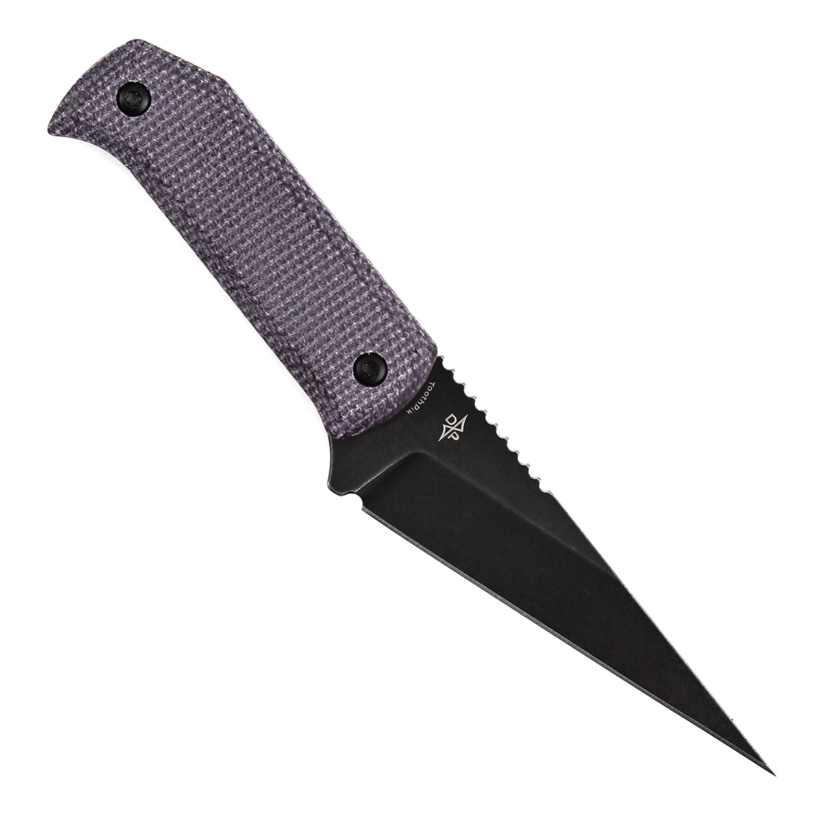 Pre-Order：Ships by Aug. 20 | Tenable ToothPik Fixed Blade | 3.04“ Blackwash 14C28N Blade | Purple Micarta Handle | Pinkerton Knives Design - G020A1