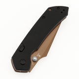 Tenable Fenrir Top Liner Lock Folding Knife| Black G10 Handle | 3.48“ Rose Gold Coated Nitro-V Blade | Black Hardware & Silver Thumb Stud | Sparrow Knife Design | B1034H3-2