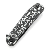 Expected to ship on March 20 -- Tenable Einar Folding Knife Black & White Carbon Fiber Handle (3.13'' Blackwash Nitro-V Blade) Justin Lundquist Design-T2072A4