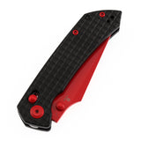Tenable Fenrir Cross Bar Lock Folding Knife| Blcak Aluminum with Frag Pattern | Red Coated Nitro-V Blade | T1034V10