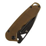 Pre-order: Ships on the Nov. 21st -Tenable Bömbur Folding Knife Amber PEI Handle (3.53'' Blackwashed Blade) Midgards Messer Design--T1054A7