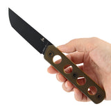 Tenable Foosa Fixed Blade Knife - 3.06'' Blackwash D2 Blade | Amber PEI Handle | Rolf Helbig - G2020A3