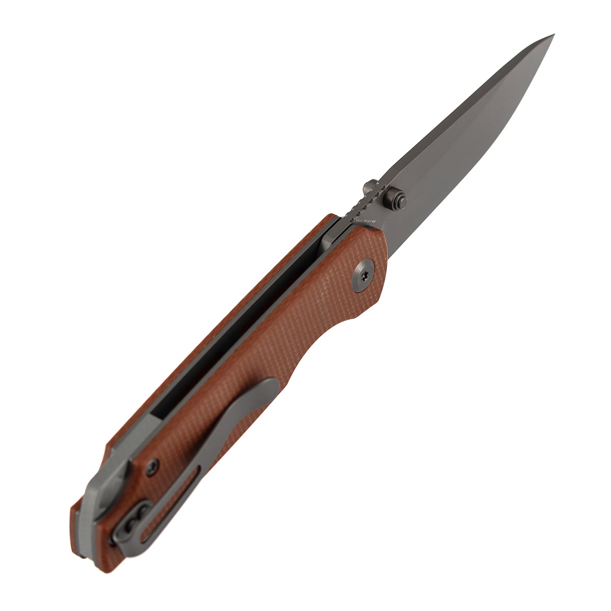 Tenable Mini Warrior Liner Lock Knife | 2.9" Gray TiCn Coated Nitro-V  Blade | Brown Micarta Handle | Kim Ning Design - B2005A3