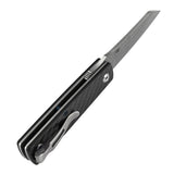 Tenable Higonokami Folding Knife | 3.02'' Water Ripple Damascus Blade | Twill Cabrbon Fiber Handle | Goran mihajlovic Design | B2135A3