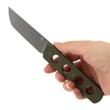 Tenable Foosa Fixed Blade Knife - 3.06'' Gray TiCn Coated D2 Blade | Olive Green G10 Handle | Rolf Helbig Design - G2020A4