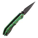 Tenable Fenrir Top Liner Lock Folding Knife| 3.4" Blackwash Nitro-V Blade |Green Aluminum with Zombie Blood Handle | Sparrow Knife Design | B1034H22