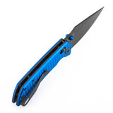 Tenable Fenrir Cross Bar Lock Folding Knife| 3.48'' Gray TiCn Coated Nitro V Blade | Blue Anodized Aluminum with Diamond Pattern Handle | Sparrow Knife Design| T1034V15