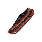 Tenable Fenrir Folding Knife | Top Liner Lock | 3.4" Blackwash Nitro-V Blade | Orange & Black G10 with 3D Spiderweb Texture Handle | Sparrow Knife Design - B1034HC5
