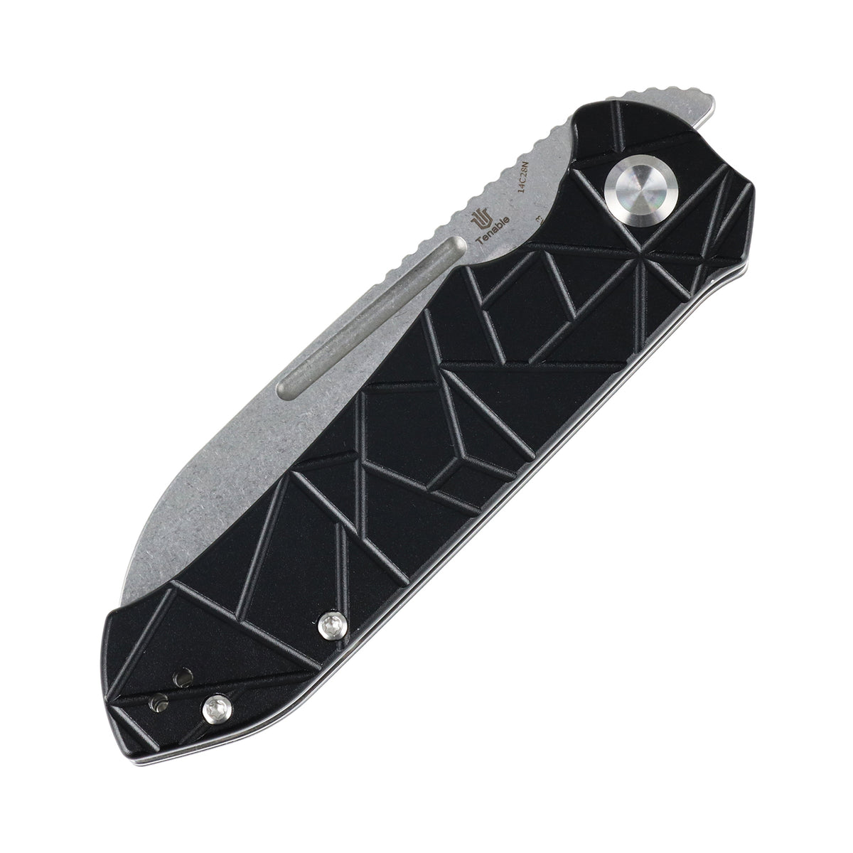 Tenable Rango Folding knife | 3.41" Stonewashed 14C28N Blade | Black Aluminum Handle | Steven Kastner Design - B1120A3