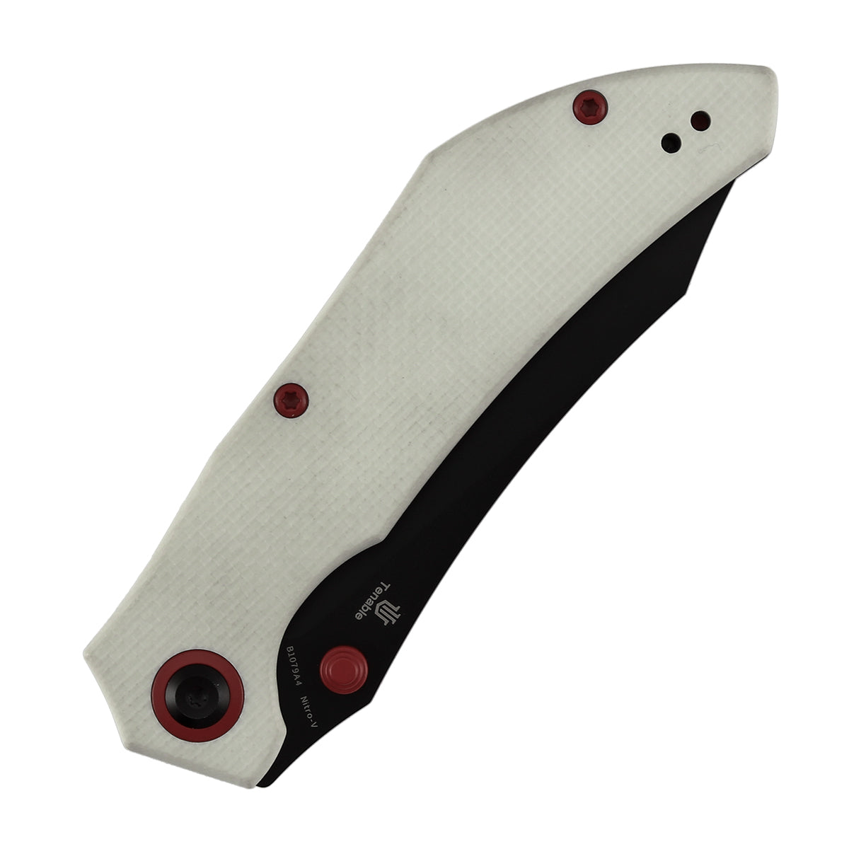 Pre-Order: Tenable Tipper Folding Knife | 3.39'' Blackwash Nitro V Blade | White G10 Handle | Edgy Bladeworks Design | B1079A4