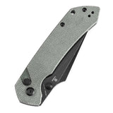 BladeHQ Exclusive Tenable Fenrir Button Lock Knife Green Micarta (3.4" Black SW 14C28N) T1034F5