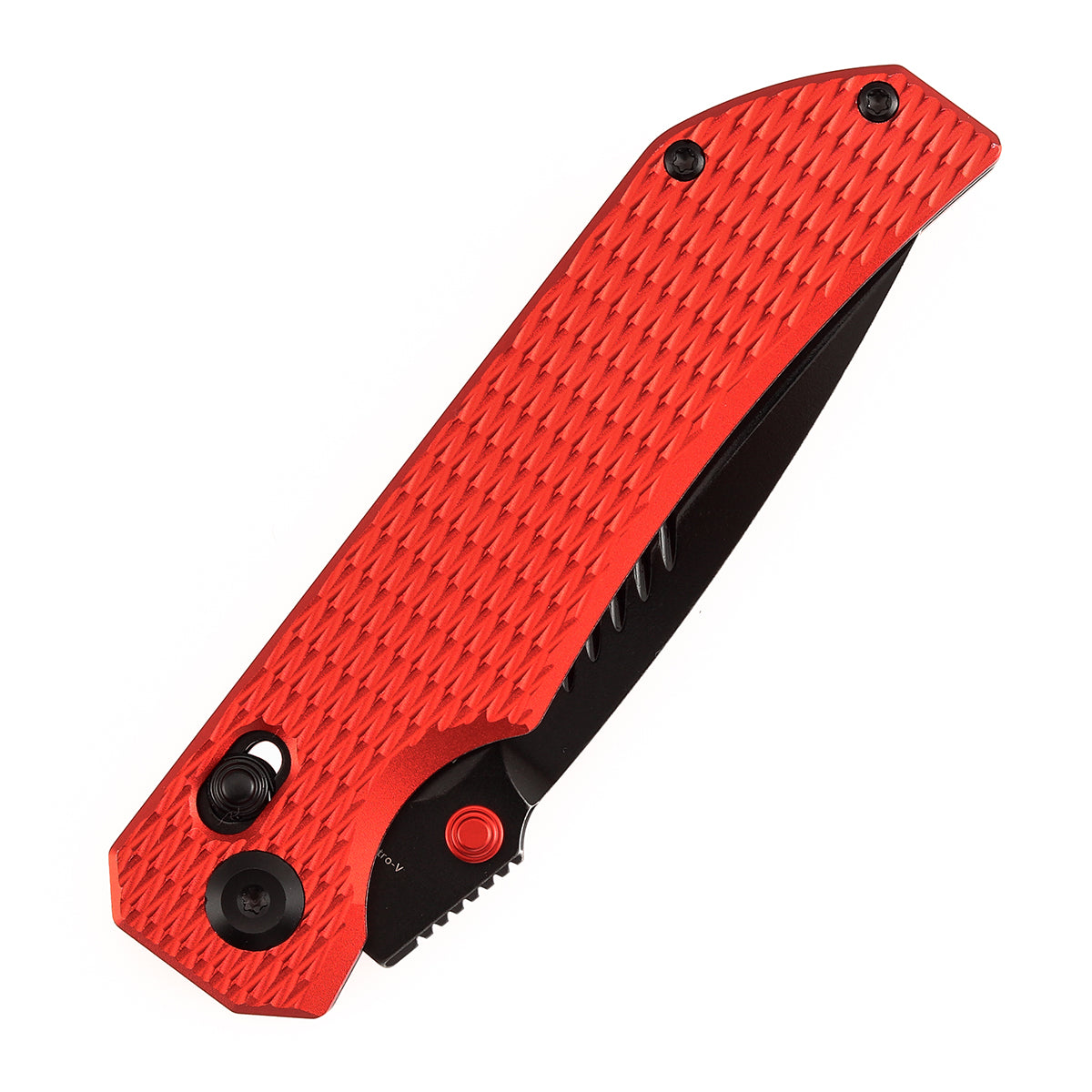 Tenable Eaglestrike | Cross Bar Lock | 3.73'' Black Stonewashed Nitro V Blade | Red Anodized Aluminum with Diamond Texture Handle | James Lowe Design-B1095V7