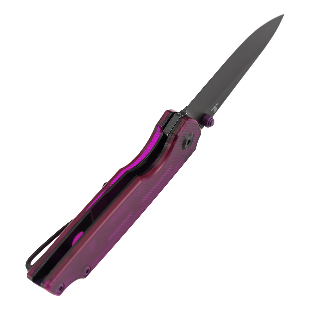 Tenable Mini Warrior Liner Lock Knife | 2.9" Blackwash Nitro-V Blade | Purple Acrylic Handle | Kim Ning Design - B2005A2