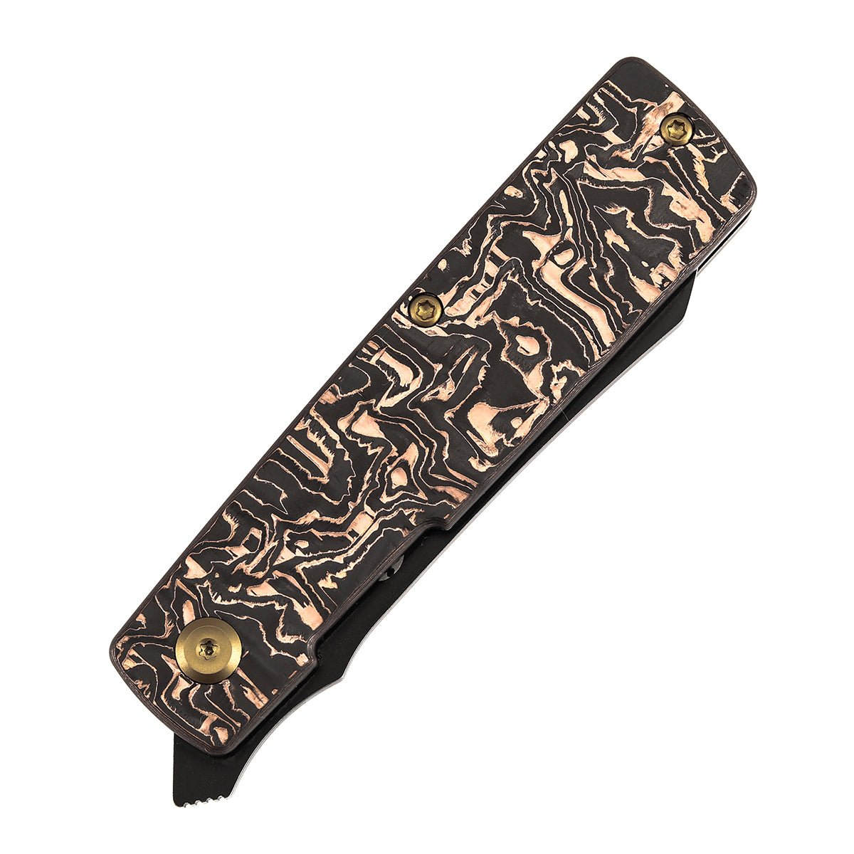 KANSEPT Higonokami | Liner Lock | 3.02'' 154CM Blade | Copper Carbon FIber Handle | Goran mihajlovic Design | T2135A2