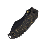 Tenable Pelican XL Folding knife | 3.5" Black TiCn Coated Nitro V Blade | Carbon Fiber with Copper Foil Handle | Kmaxrom Design Design - B0018A4