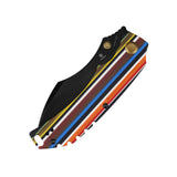 Tenable Pelican XL Folding knife | 3.5" Black TiCn Coated Nitro V Blade | Multicolor Striped G-mascus Handle | Kmaxrom Design Design - B0018A2
