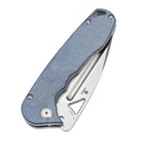 Tenable Bömbur Folding Knife Blue Micarta Handle (3.53''  Stonewashed D2 Blade) Midgards Messer Design--T1054A5