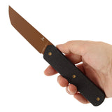 Tenable Foosa Fixed Blade Knife - 3.06'' Rose Gold D2 Blade | Black Micarta Handle | Rolf Helbig - G2020A1