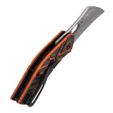 Pre-Order ：Ships by Aug. 10 | Tenable Osprey Folding Knife | 2.22" Water Ripple Damascus | Twill Carbon Fiber & Orange G10 Handle | Triple Stripe Knives Design - B2087A4
