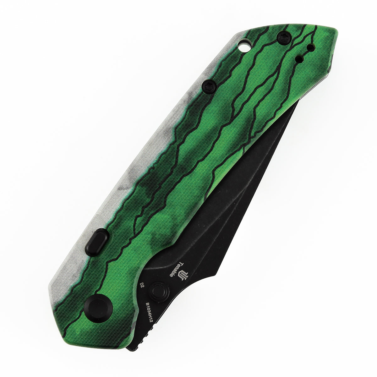 Tenable Fenrir Top Liner Lock Folding Knife| 3.4“ Blackwash D2 Blade | Jade G10 with Green Misty Mountain Inspired Pattern Handle | Sparrow Knife Design | B1034H12