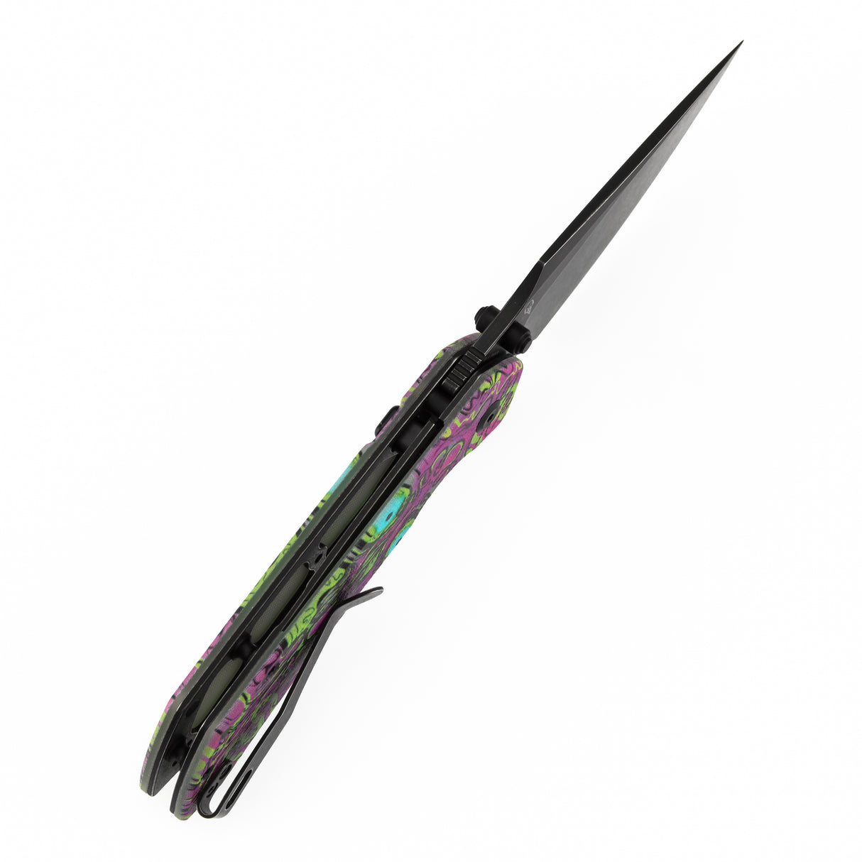 Tenable Fenrir Top Liner Lock Folding Knife| 3.4“ Blackwash Nitro-V Blade | Jade G10 with Purple Undead Print Handle | Sparrow Knife Design | B1034H17