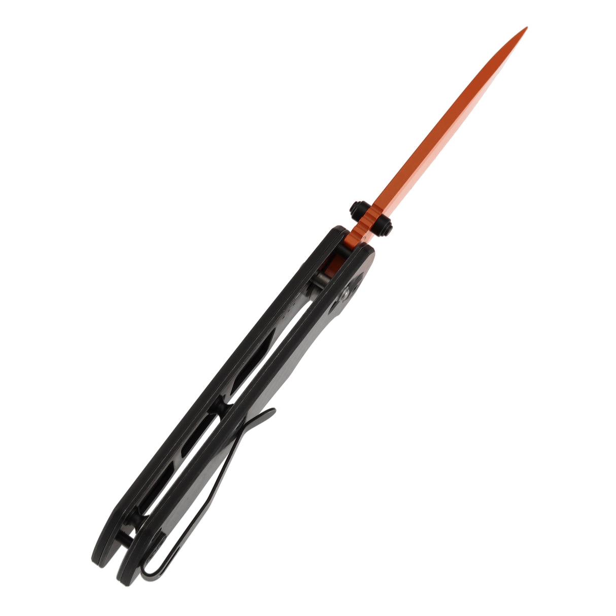 Tenable Kryo Cross Bar Twill Carbon Fiber+G10 Handle | 3.58‘’ Orange Coated 14C28N Blade | Kim Ning Design-T1001V12