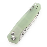 Tenable Beaver Cross Bar Lock Folding Knife Jade G10 Handle (3.44'' Stonewashed Nitro-V Blade) Kim Ning Design-T1105V4