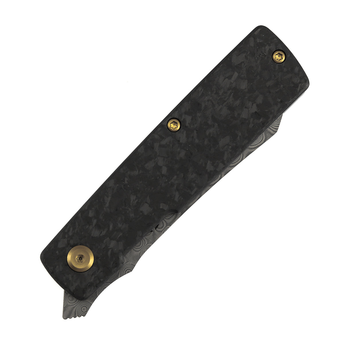 KANSEPT Higonokami | Liner Lock | 3.02'' Damascus Blade | Shred Carbon FIber Handle | Goran mihajlovic Design | T2135A1