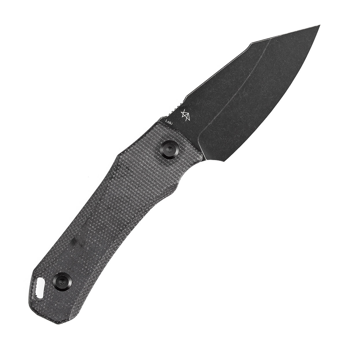 Tenable Loki Fixed Blade Knife |2.99"  Blackwash D2 Blade | Black Micarta Handle | Steven Dunnuck Design | G1058A4