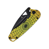 Tenable Bömbur Halloween Limited Edition Folding Knife | 3.53" Blackwash D2 Blade | PC with Yellow Spiderweb Pattern Handle | Midgards Messer Design - T1054A9