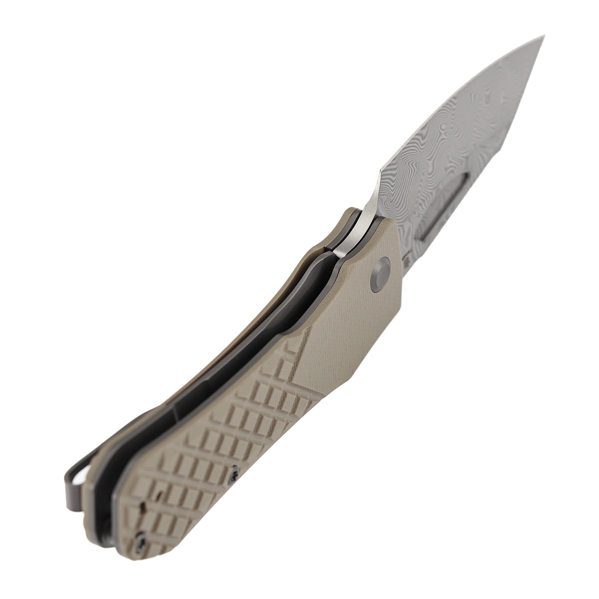 Tenable Loki Liner Lock Knife | 3.0" Water Ripple Damascus Blade | Brown G10 Handle | Steven Dunnuck Design - B1058A3